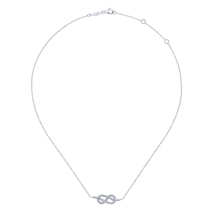 14K White Gold Eternal Love Infinity Diamond Pendant Necklace