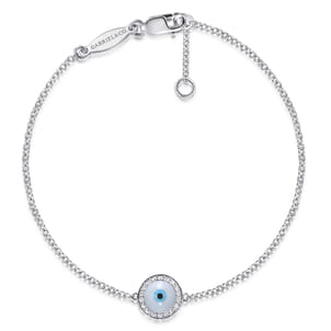 14K White Gold Evil Eye Bracelet