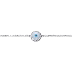 14K White Gold Evil Eye Bracelet