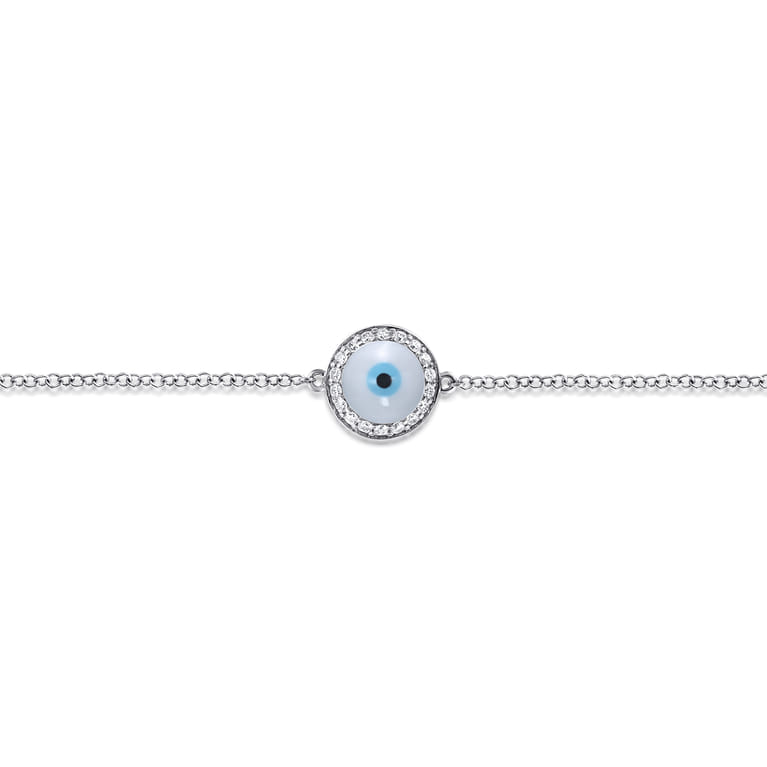 14K White Gold Evil Eye Bracelet - 0.1 ct - Shot 2
