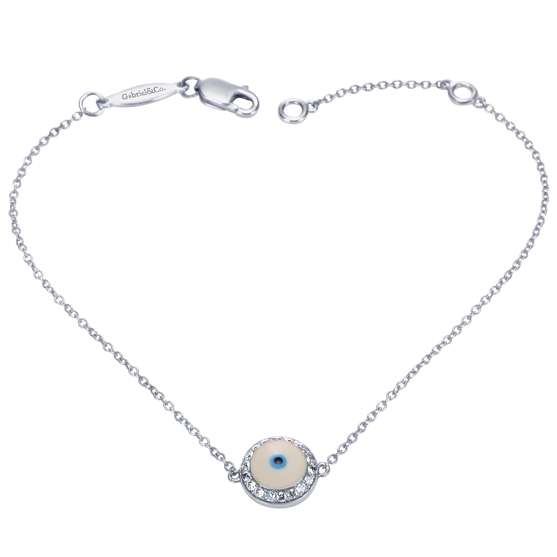 14K White Gold Evil Eye Bracelet - 0.1 ct - Shot 3