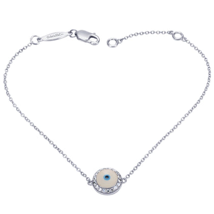14K White Gold Evil Eye Bracelet