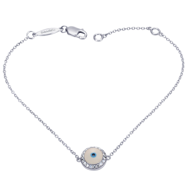 14K White Gold Evil Eye Bracelet - 0.1 ct - Shot 3
