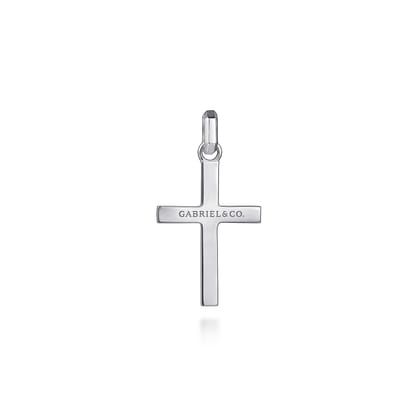 14K White Gold Faceted Cross Pendant