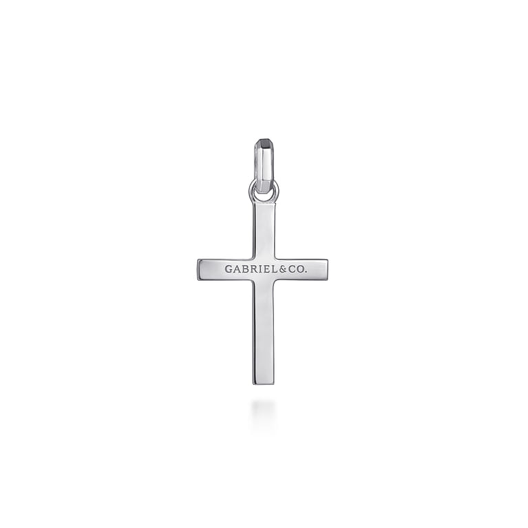 14K White Gold Faceted Cross Pendant - Shot 2
