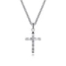 14K White Gold Faceted Cross Pendant