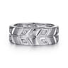 14K White Gold Faceted Diamond Fashion Men's Ring - 0.18 ct