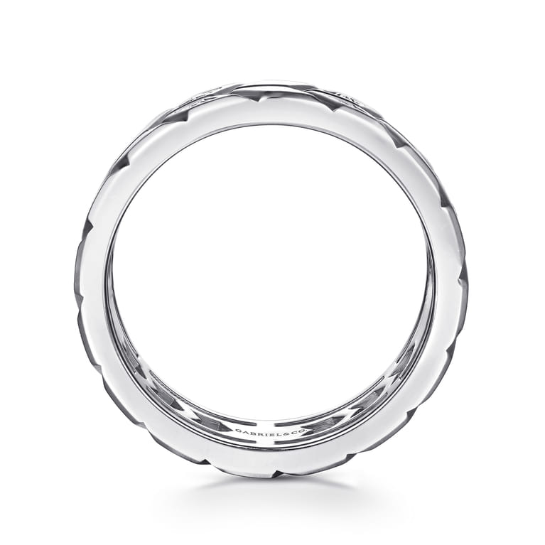 14K White Gold Faceted Diamond Fashion Men's Ring - 0.18 ct - Shot 2