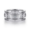 14K White Gold Faceted Ring with Diamond Baguettes in High Polished Finish - 0.5 ct