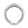 14K White Gold Faceted Ring with Diamond Baguettes in High Polished Finish - 0.5 ct
