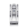 14K White Gold Faceted Ring with Diamond Baguettes in High Polished Finish - 0.5 ct