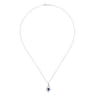14K White Gold Floating Oval Sapphire Diamond Teardrop Pendant Necklace - 0.3 ct