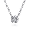 14K White Gold Floral Diamond Pendant Necklace - 0.06 ct