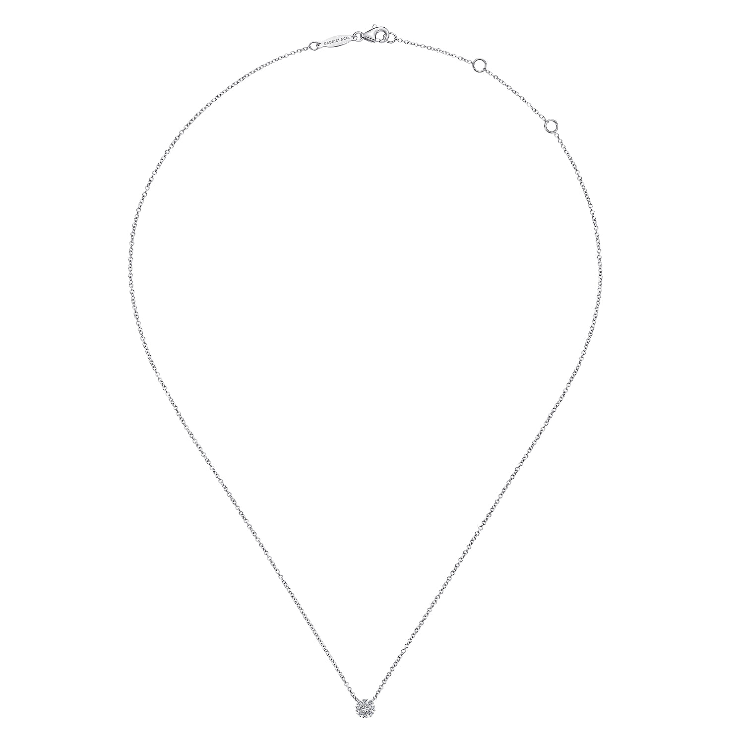 14K White Gold Floral Diamond Pendant Necklace - 0.06 ct - Shot 2