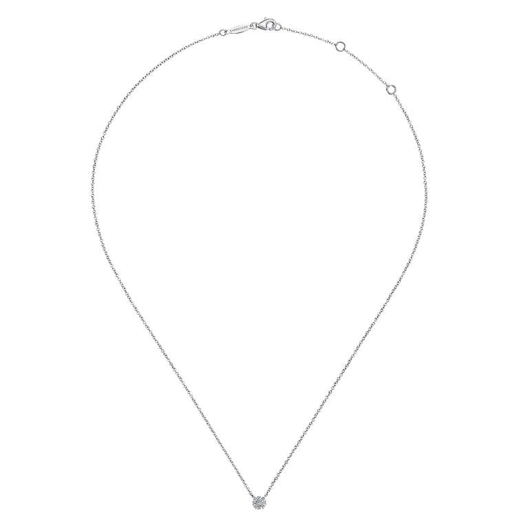 14K White Gold Floral Diamond Pendant Necklace - 0.06 ct - Shot 2