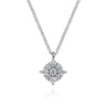 14K White Gold Floral Diamond Pendant Necklace - 0.35 ct