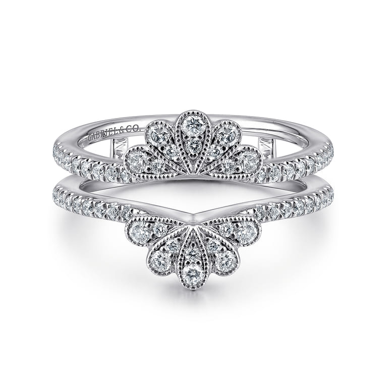Enhancer Wedding Ring in 14k White Gold with Round Natural Diamond at Gabriel & Co. - Shot 1