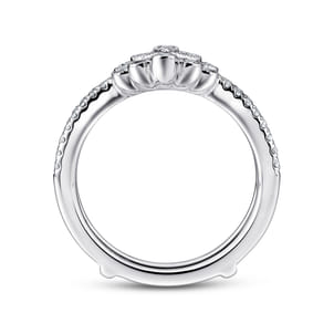 14K White Gold Floral Diamond Ring Enhancer