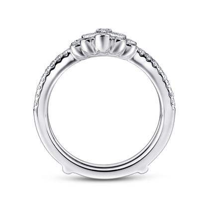 14K White Gold Floral Diamond Ring Enhancer