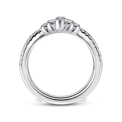 14K White Gold Floral Diamond Ring Enhancer - 0.45 ct - Shot 2