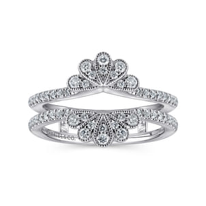 14K White Gold Floral Diamond Ring Enhancer