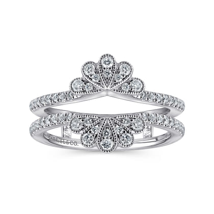 14K White Gold Floral Diamond Ring Enhancer
