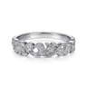 14K White Gold Floral Diamond Stackable Ring - 0.14 ct