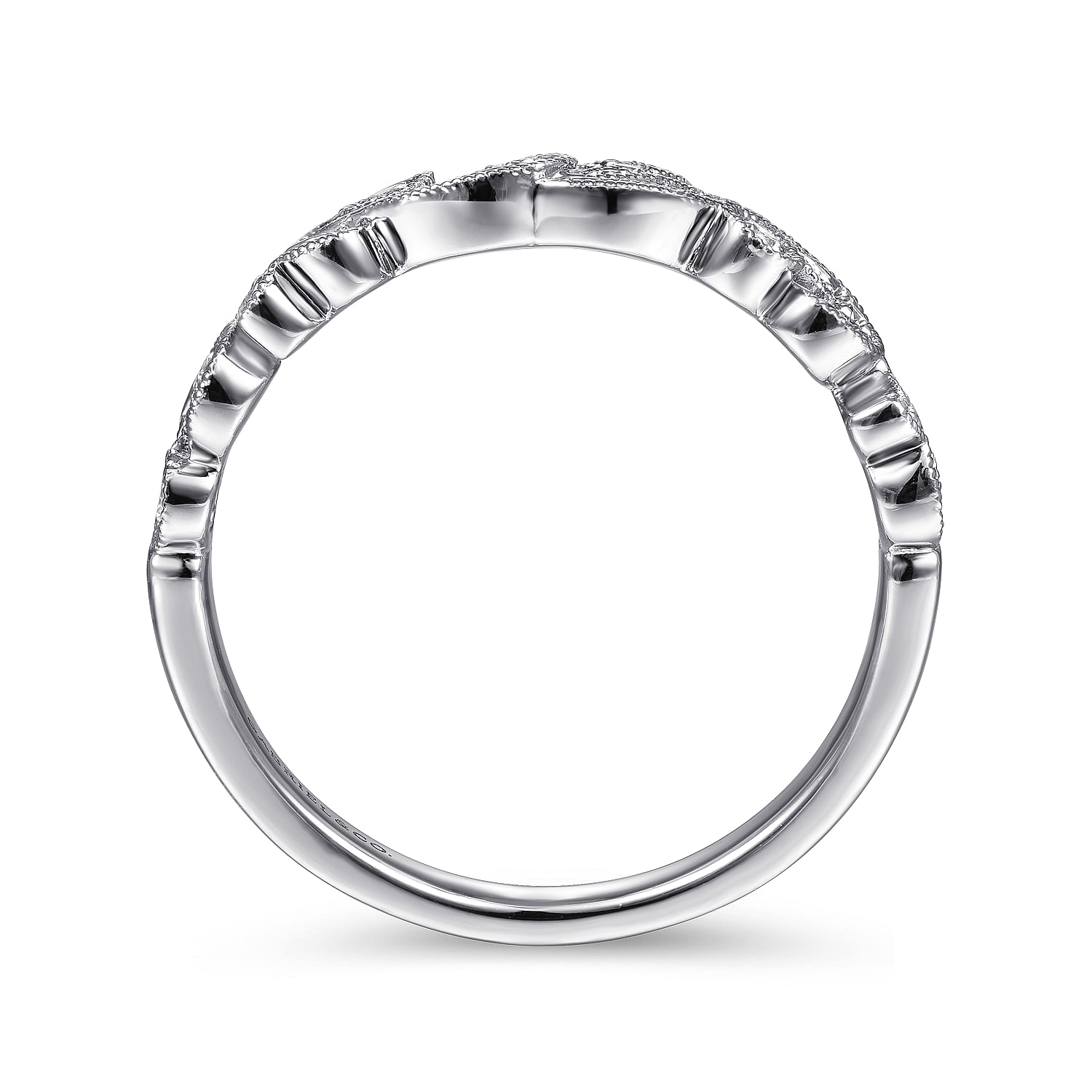 14K White Gold Floral Diamond Stackable Ring