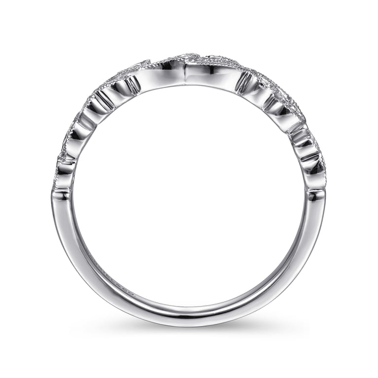 14K White Gold Floral Diamond Stackable Ring - 0.14 ct - Shot 2