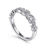 14K White Gold Floral Diamond Stackable Ring - 0.14 ct