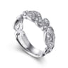 14K White Gold Floral Inspired Diamond Stackable Ring - 0.3 ct