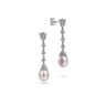 14K White Gold Floral Pearl Diamond Drop Earrings - 0.15 ct