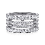 14K White Gold Four Row Diamond Ring
