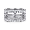 14K White Gold Four Row Diamond Ring - 1.3 ct