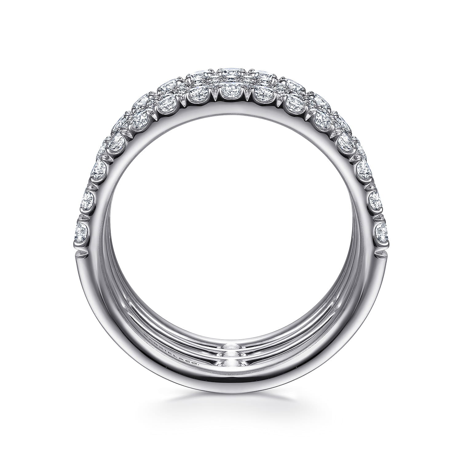 14K White Gold Four Row Diamond Ring - 1.3 ct - Shot 2