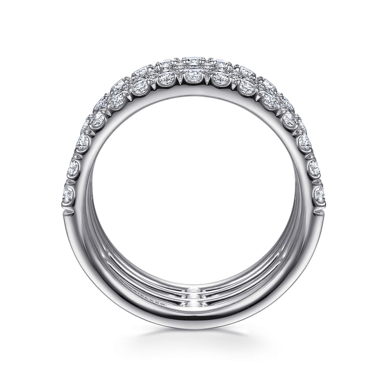 14K White Gold Four Row Diamond Ring - 1.3 ct - Shot 2