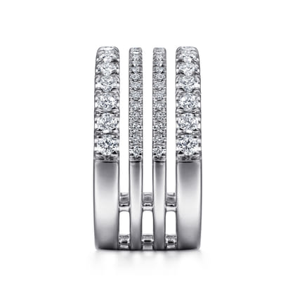 14K White Gold Four Row Diamond Ring
