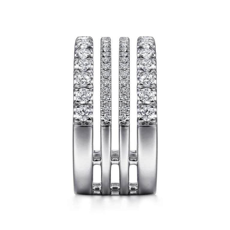 14K White Gold Four Row Diamond Ring - 1.3 ct - Shot 4