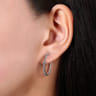 14K White Gold French Pave 20mm Round Inside Out Diamond Hoop Earrings - 0.75 ct
