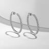 14K White Gold French Pave 20mm Round Inside Out Diamond Hoop Earrings - 0.75 ct