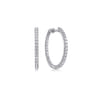 14K White Gold French Pave 20mm Round Inside Out Diamond Hoop Earrings - 1 ct