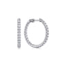 14K White Gold French Pave 20mm Round Inside Out Diamond Hoop Earrings - 1.55 ct