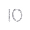 14K White Gold French Pave 20mm Round Inside Out Diamond Hoop Earrings - 1.95 ct