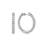 14K White Gold French Pave 20mm Round Inside Out Diamond Hoop Earrings - 2.35 ct