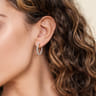 14K White Gold French Pave 20mm Round Inside Out Diamond Hoop Earrings - 2.35 ct