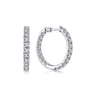 14K White Gold French Pave 20mm Round Inside Out Diamond Hoop Earrings - 2.9 ct