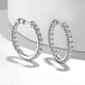 14K White Gold French Pave 20mm Round Inside Out Diamond Hoop Earrings - 2.9 ct