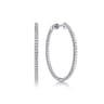 14K White Gold French Pave 30mm Round Inside Out Diamond Hoop Earrings - 1 ct