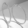 14K White Gold French Pave 30mm Round Inside Out Diamond Hoop Earrings - 1 ct