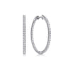 14K White Gold French Pave 30mm Round Inside Out Diamond Hoop Earrings - 1.45 ct